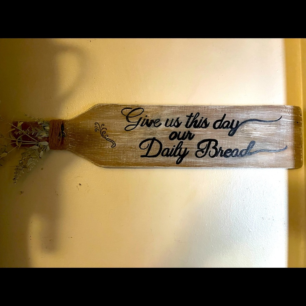 Hand carved wood bread board decor